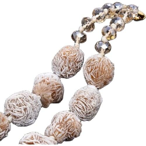 GG Jewelry 20'' Natural Desert Rose Selenite minerals clusters pocket rough beads choker Necklace for women hyperbole style