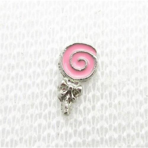 Hot Selling 20pcs/lot Pink Lollipop Floating Charms Living Glass Memory Floating Lockets Pendants Charms DIY Jewelry Charm