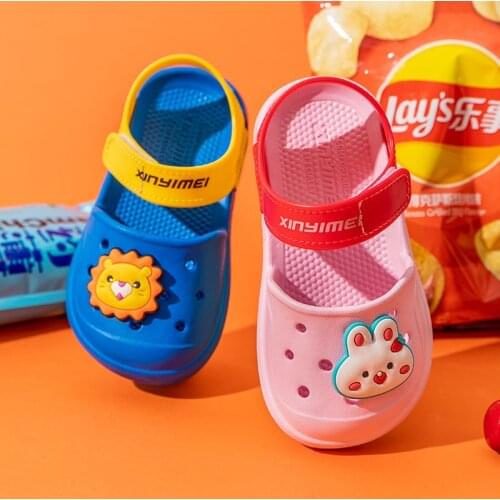 2021 Summer Boys' and Girls' Soft Soled Antiskid Beach Shoes Cartoon Lion, Cute Bunny Double Purpose Croc Sandal for Kids