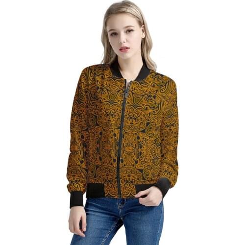 Best Selling Women Vintage Jackets Coat Polynesian Tribal style custom long-sleeved casual coat outer wear windproof