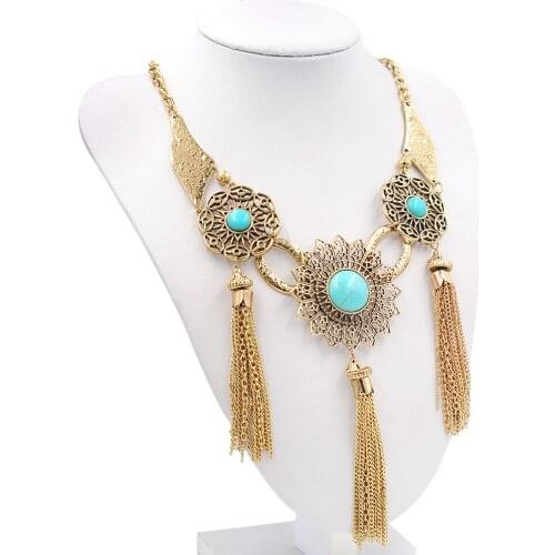 Metal Neclacke Jewelry Long Tassel Geometric Necklace Women Exaggerated Punk Female Accessories