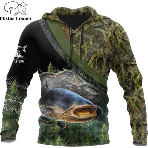 Catfish Fishing reaper camo 3D Printed Mens Hoodie Harajuku Streetwear Pullover Autumn Unisex Casual Jacket Tracksuits DW0172