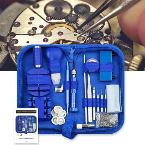 172Pcs Watch Repair Tool Kit Hand Tool Set Watchmaker Watch Repair Tools Set Watch Link Pin Remover Opener Spring