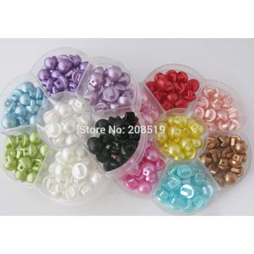 NB0030 Flower box packed 105pcs/210pcs Imitate Pearl Button 10mm mixed children buttons Tailor sewing Accessories
