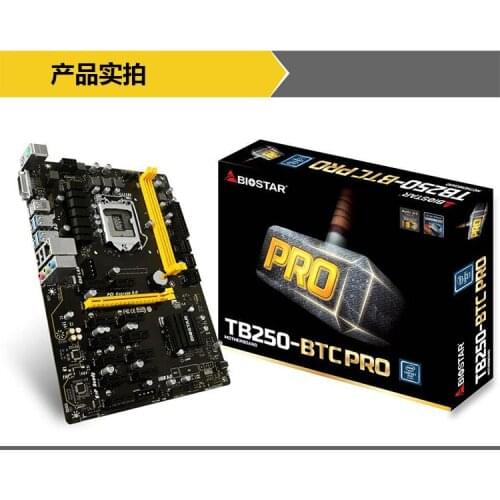 New BIOSTAR TB250-BTC PRO Motherboar LGA 1151 DDR4 Mining 12PCIE Support 12 Video Card BTC ETH ZEC Mining TB250 BTC USB 3.0