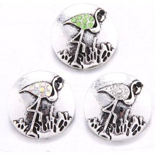 2019 New 10pcs/lot Mix Bird 18MM Snap Button Jewelry Rhinestone Fit Snap Bracelet Bangle Earrings Necklaces DIY Snap Jewelry