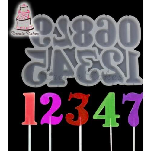 New Arrival Number Epoxy Silicone Lollipop Mould Fondant Kitchen Cake Decorating 3D Snack Bakeware Pastry Tool