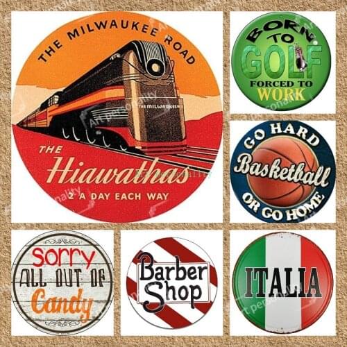 Novetly Funny Home Decor Vintage Milwaukee Road Train Advertisement Metal Sign Dad Garage Man Cave Car Round Tin Sign 12x12 Inch