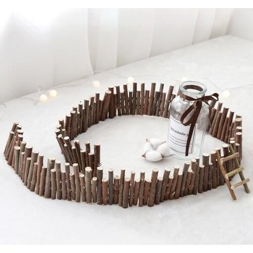Nuoji 120cm round wooden pier creative mini fence ladder fence diy log Christmas decorations