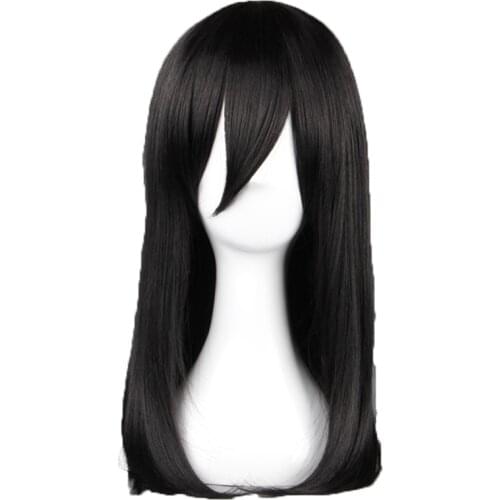 Attack on Titan Young Mikasa Ackerman Cosplay Wigs Black Straight Heat Resistant Synthetic Hair Wigs Pelucas