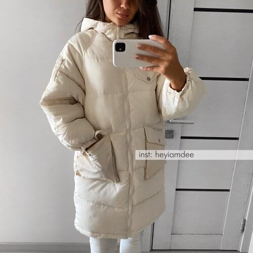 Winter New Coat Down Jacket Clothes Womens Down Coat Loose Quilted Cotton Cloth Mid-Length Thick Cotton-Padded Jacket