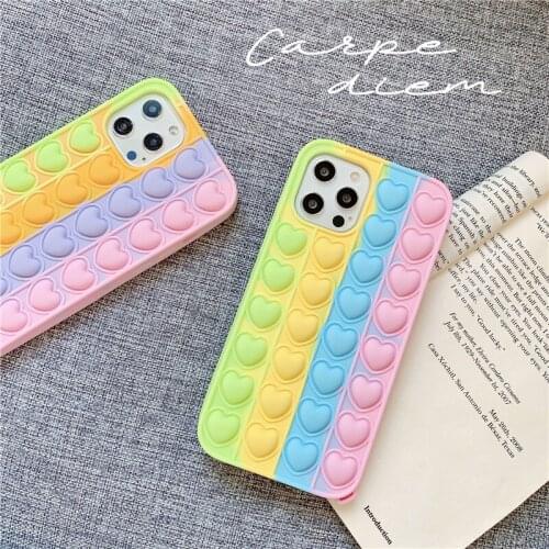LOVE Pop Phone Case Fidget Toys Silicone Cases For Iphone 11 12 Pro Max Mini 7 8 Plus X XR XS Reliver Stress Push Bubble Cover