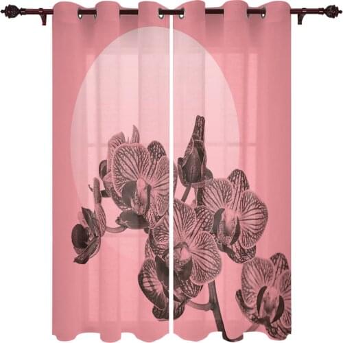 Modern Curtains Phalaenopsis Art Pink Baby Room Bedroom Creative Window Curtains Kitchen Living Room Terrace Valance Curtains