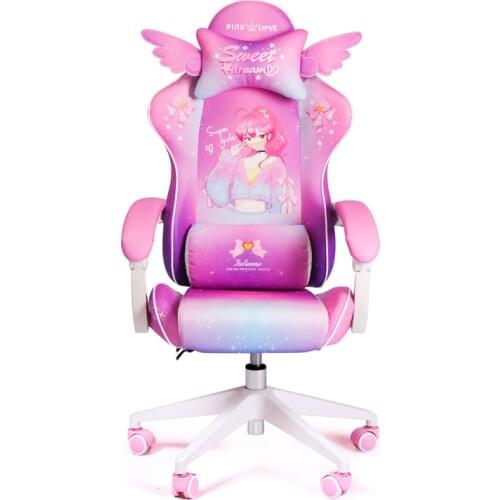 2021 New Cute pink cartoon chairs bedroom office computer chair home girls gaming chair swivel chair adjustable live chairs
