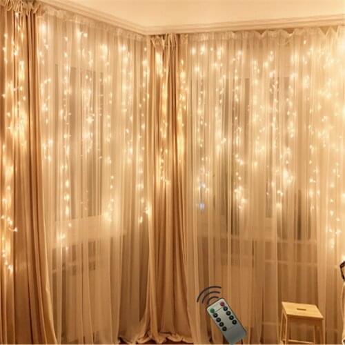 10pcs 3*1M LED Curtain Lights String Fairy Lights Garland Wedding Party Christmas Window Decor Remote New Year Holiday lighting