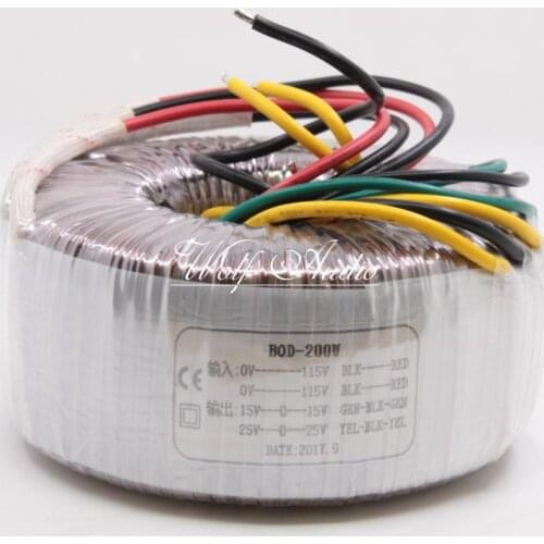 200W Dual 25V+Dual 15V HiFi Toroidal Transformer Full Copper Audio Amplifier 200VA Transformer For LM3886 Power amp