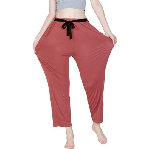 Womens home pants spring and summer high waist elasticity plus large size sports pants casual household pants пижамные штаны