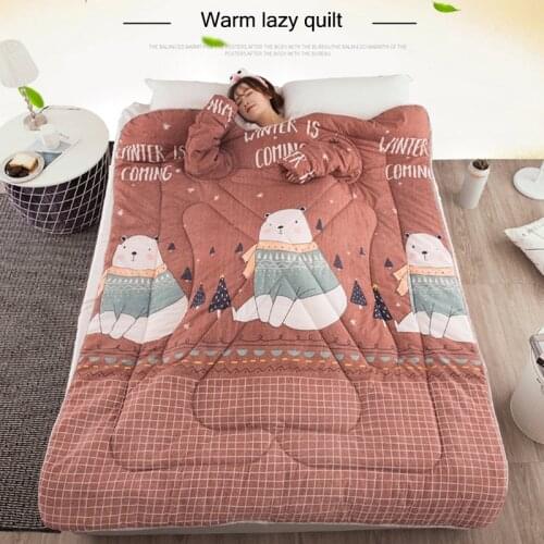 Lazy Quilt with Sleeves Blanket Cape Cloak Nap Blanket Dormitory Mantle 150x200cm AUG889