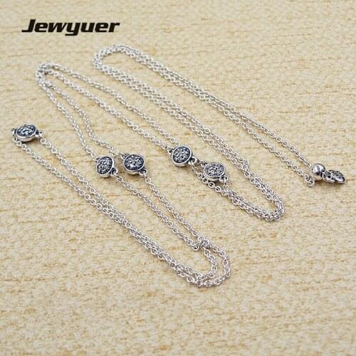 Dazzling Dainty Droplets pendant Necklaces for Women 925 Sterling Silver link chain Necklace Women Fine Jewelry Jewyuer NC020