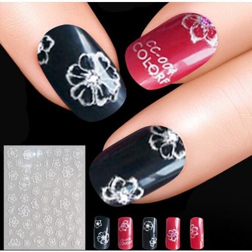 1 sheet Flower Nail Art Stickers White Lace Nail Sticker Acrylic Flower Adhesive Nail Decals Rose Gold Nail Stickers