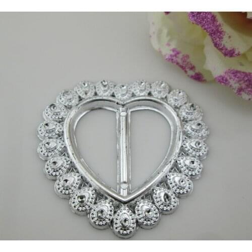 AB21 29mm)20pcs Large Beautiful Heart Rhineston Acrylic Buckle For Craft