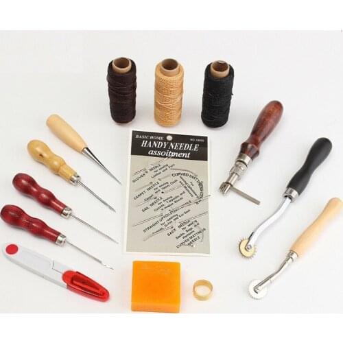 14Pcs/Set Handmade Leather Goods Hand Sewing Set Tool DIY Multifunction Accessories 2019NEW Professional Steel Plastic Wood