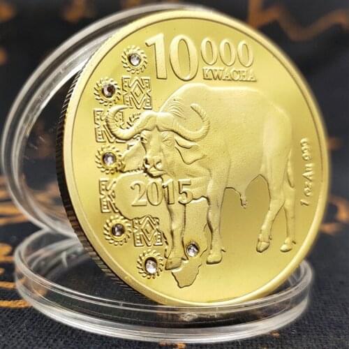 2015 Zambia Republic 1oz.999 African Buffalo 10000 Kwacha Animal Commemorative Replica Coin Metal Souvenir Gift Collection