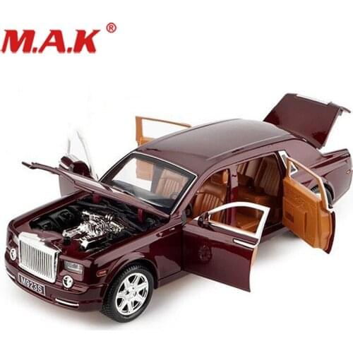 3 colors kids toys 1:24 scale Rolls-Royce Phantom W sound&light pullback model diecast car mini toys collections gifts for child