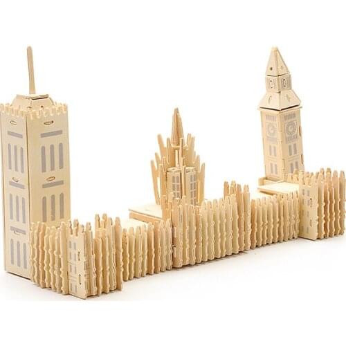 3D Wooden Puzzle Jigsaw Childrens Three-dimensional Mosaic Building Model Wooden DIY Hand-assembled Adult Puzzle Big Ben