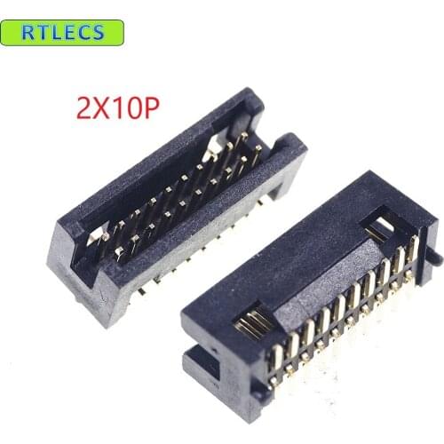500 Pcs SMT Box Header 1.27mm 2x10 P 20 Pin dual row with locating peg post Straight Male Pins surface mount SMD PCB