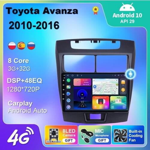 2 Din For Toyota Avanza Xenia 2010-2014 Android 10 Car Radio GPS Navigation 4G WIFI Android Auto Carplay DVD Multimedia Player