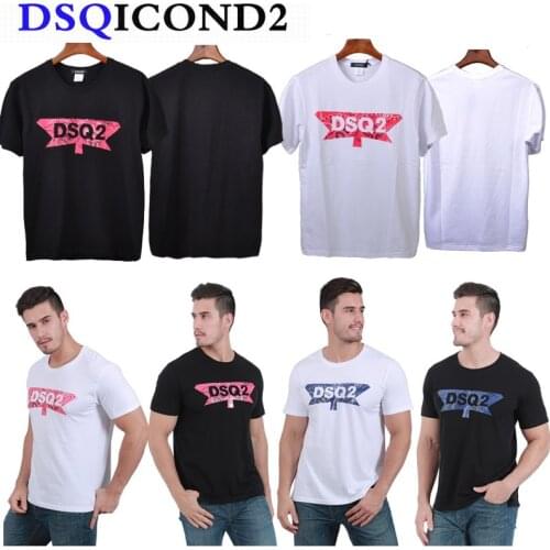 DSQICOND2 DSQ2 Brand New Casual T-shirts DSQ Printed Tops male Female Summer Casual Cotton Short Sleeve Tees Loose Couple Tops