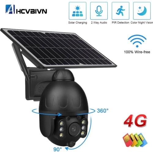 4G Sim Card Camera Solar Battery IP PTZ Camera Outdoor PIR Detection 1080P Wireless Security Camera Smart Camera CCTV Camera