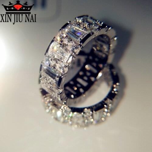 Luxury Baguette AAA Cubic Zircon Bridal Ring Charms For Women Wedding Finger Jewelry T Shape Stone Rings silver 925 ring