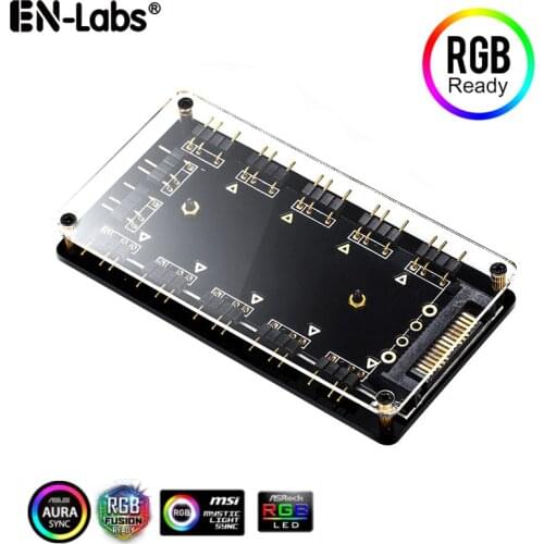 ARGB Hub 5V 3Pin SYNC 11 Ports Splitter Magnetic Standoff & PMMA Case w/ Extension Cable Adapter LED Strip Light PC RGB Fan AURA