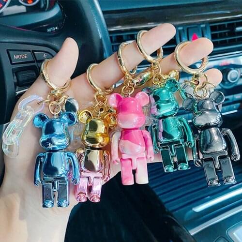 Creative cartoon bear keychain women Acrylic chain Female cute cartoon metal doll car key chain lovers schoolbag pendant gift