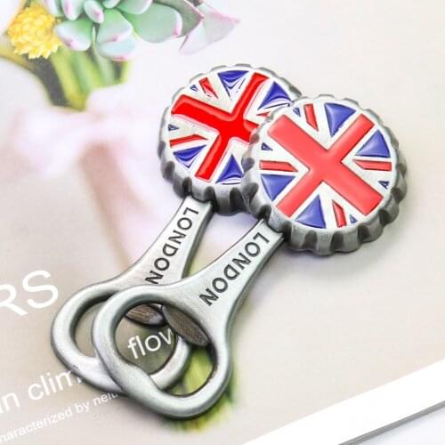 Multifunctional British Flag London Bottle Opener Beer Bottle Cap Shape Portable Bar Kitchen Tool Accessory Fridge Magnet Decor