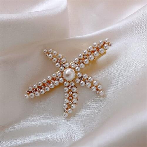 Starfish Hair Clip Sea Star Simulated Pearl Hairpins Woman Girls Summer Fashion Beach Barrettes Hair Accessories Hairgrip Gift