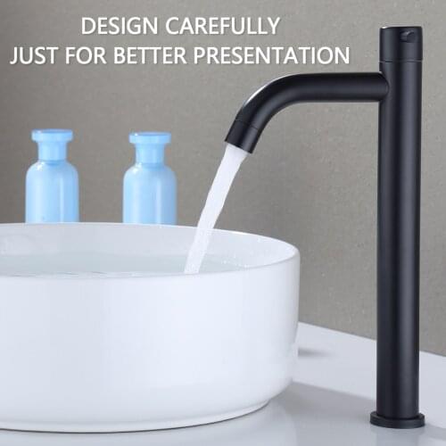 2022 New Black Chrome Tall Basin Sink Faucet Slim Bathroom Washbasin Water Mixer Tap Cold Water Basin Crane Tap Bathroom Tap
