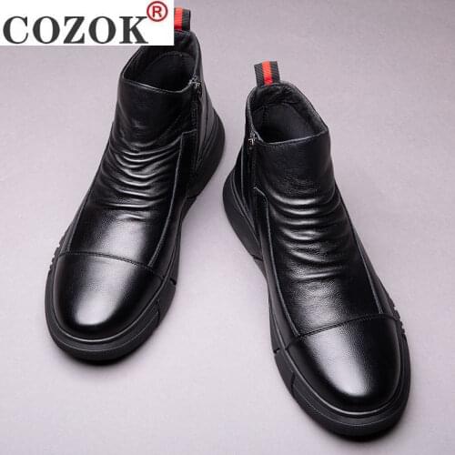 2020 Winter New Boots Male British Style Korean Tooling Trendy Shoes Plus Velvet Warm Cotton Shoes Middle Cut Mens Boots