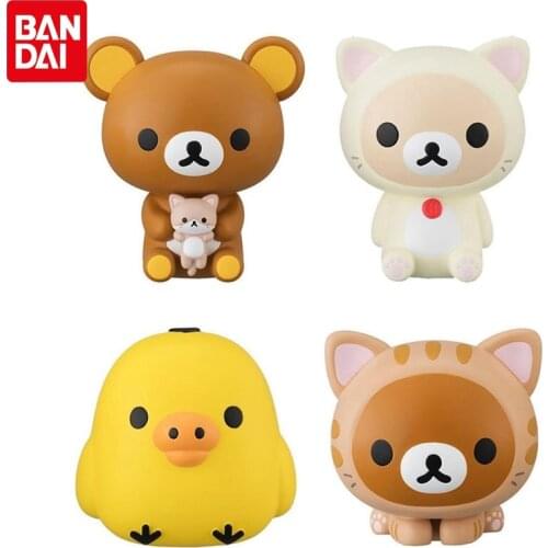 Bandai Genuine Gashapon Toys Rilakkuma Shellless Gacha Character Modeling Assembling Doll 2 Kiiroitori Action Figure Model Toys