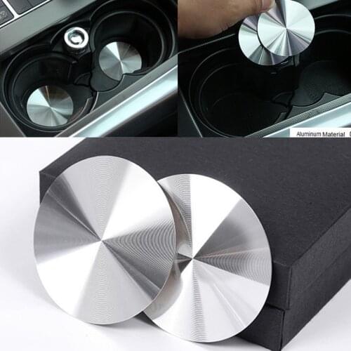 2pcs Aluminum Console Cup Holder Pad for Mercedes Benz A B C E GLC CLA GLA ML GL Class W176 W204 W205 W212 W213 X166 Car Styling