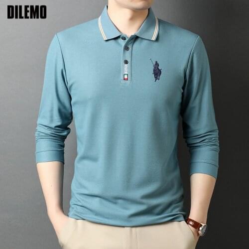 Top Quality New Fashion Brand Plain White Polo Shirt Men Cotton Casual Long Sleeve Solid Color Tops Korean Fashion Clothing