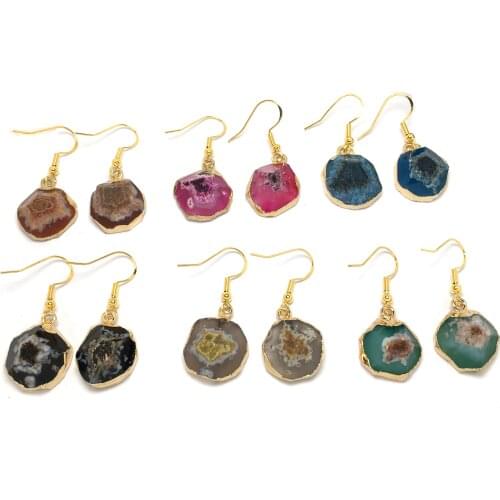 Fashion Natural Stone Agates Drop Earrings Irregular Quartz Dangles Earring Charms For Women Jewelry Size 15x20mm Wholesale