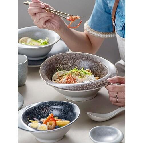 Nordic style ceramic bowl ramen bowl soup bowl household bowl dessert bowl living room fruit salad bowl special-shaped bowl