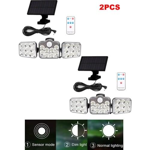 2pcs 138 led seperable remote Outdoor solar Light Outdoor Lighting Waterproof soalr Street Lamp PIR Motion Sensor Exterior Garde