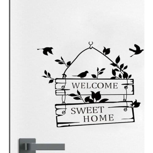 Welcome Sweet Home Little Tree Sign Bedroom Doors Vinyl Sticker 2WS0107