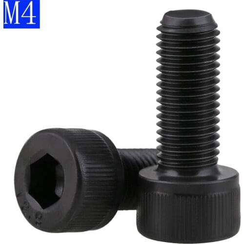 M4 x 0.7 4mm Black 12.9 Grade Alloy Steel Allen Hex Socket Cap Head Screw DIN 912