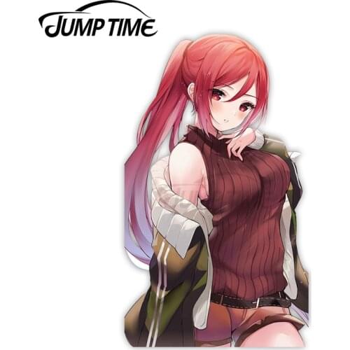 Jump Time 13cm x 8.8cm Car Sticker Sexy Anime Girls Decals Personality Laptop Trunk Refrigerator Waterproof Vinyl Car Decor