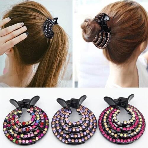 High Qual Crystal Hair Claw Ponytail Holder Ball Head Bun Maker Expanding Hair Clips Hairpins Hair Accessories For Women